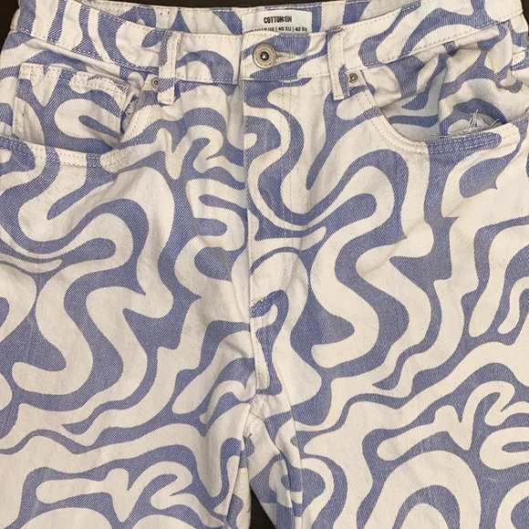 Cotton On Size 8 Long Straight Jeans In Blue Swirl - Picture 7 of 15